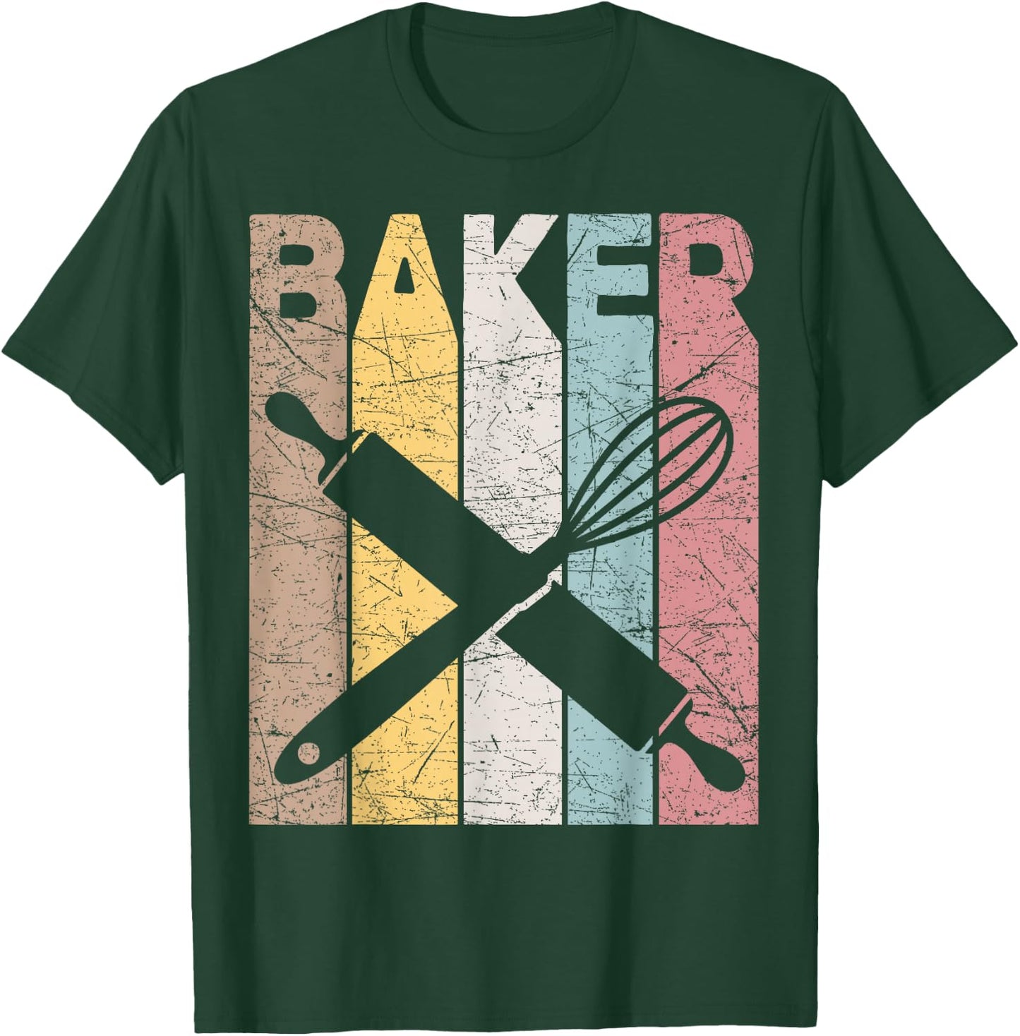 Baker Vintage Bakery Retro Pastry Chef Baking T-Shirt - T-Shirt | Forest