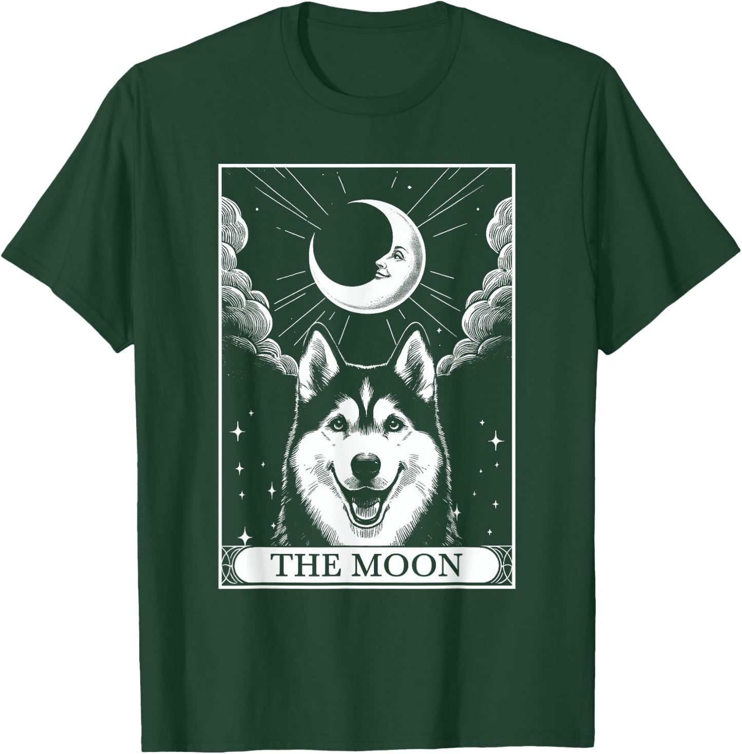 Tarot Card Vintage Crescent Moon Siberian Husky Dog Mom T-Shirt - T-Shirt | Forest