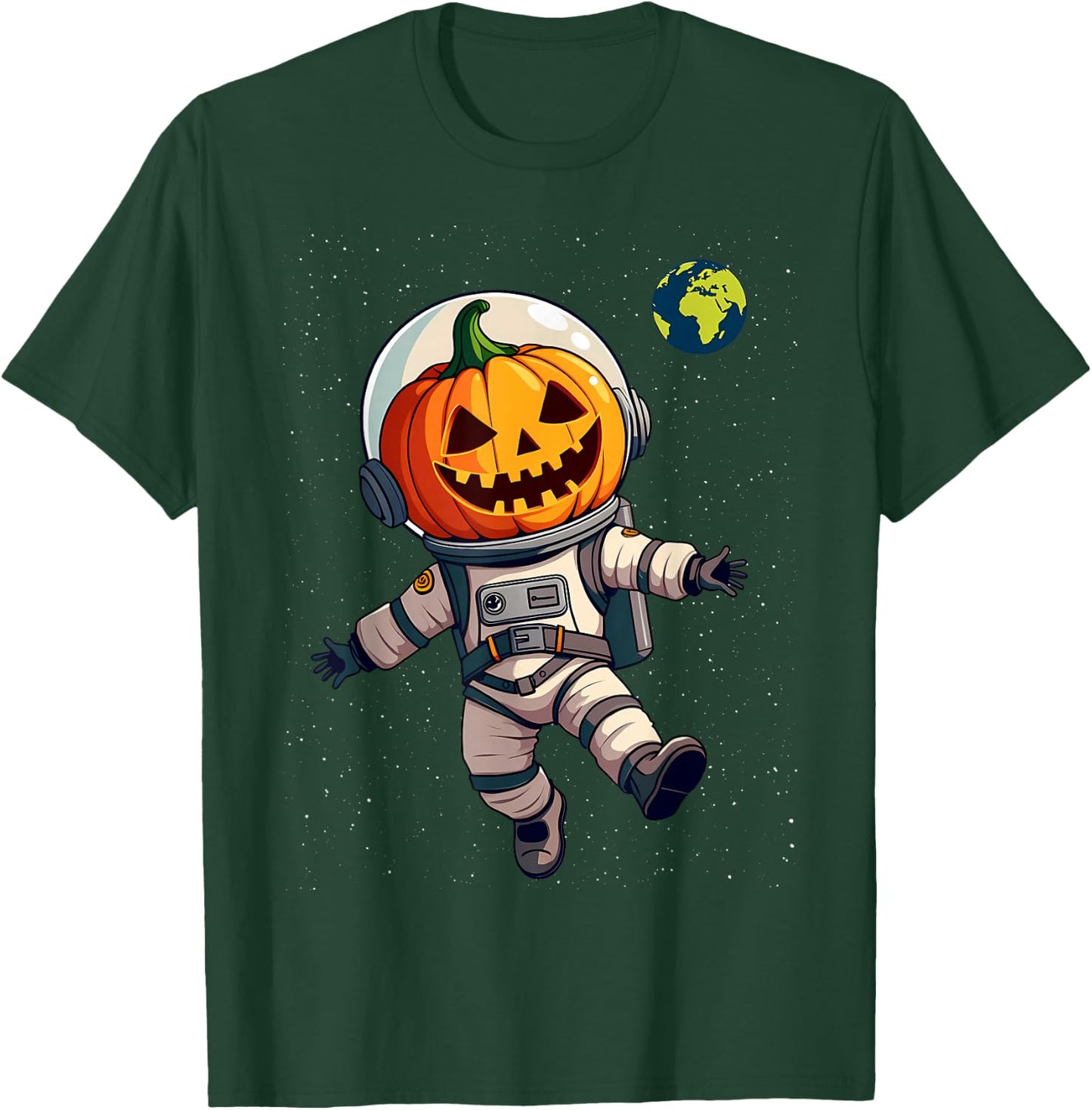 Austronaut Jack O Lantern Space Carved Pumpkin Halloween T-Shirt - T-Shirt | Forest
