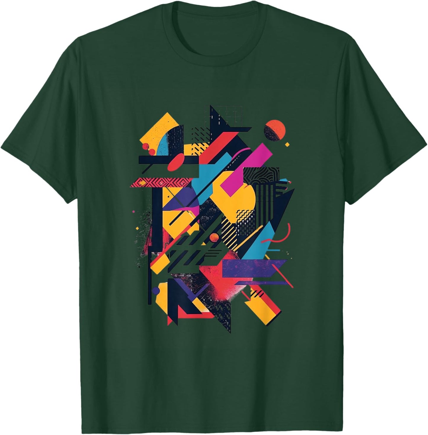 Modern Abstract Geometric Print T-Shirt - T-Shirt | Forest