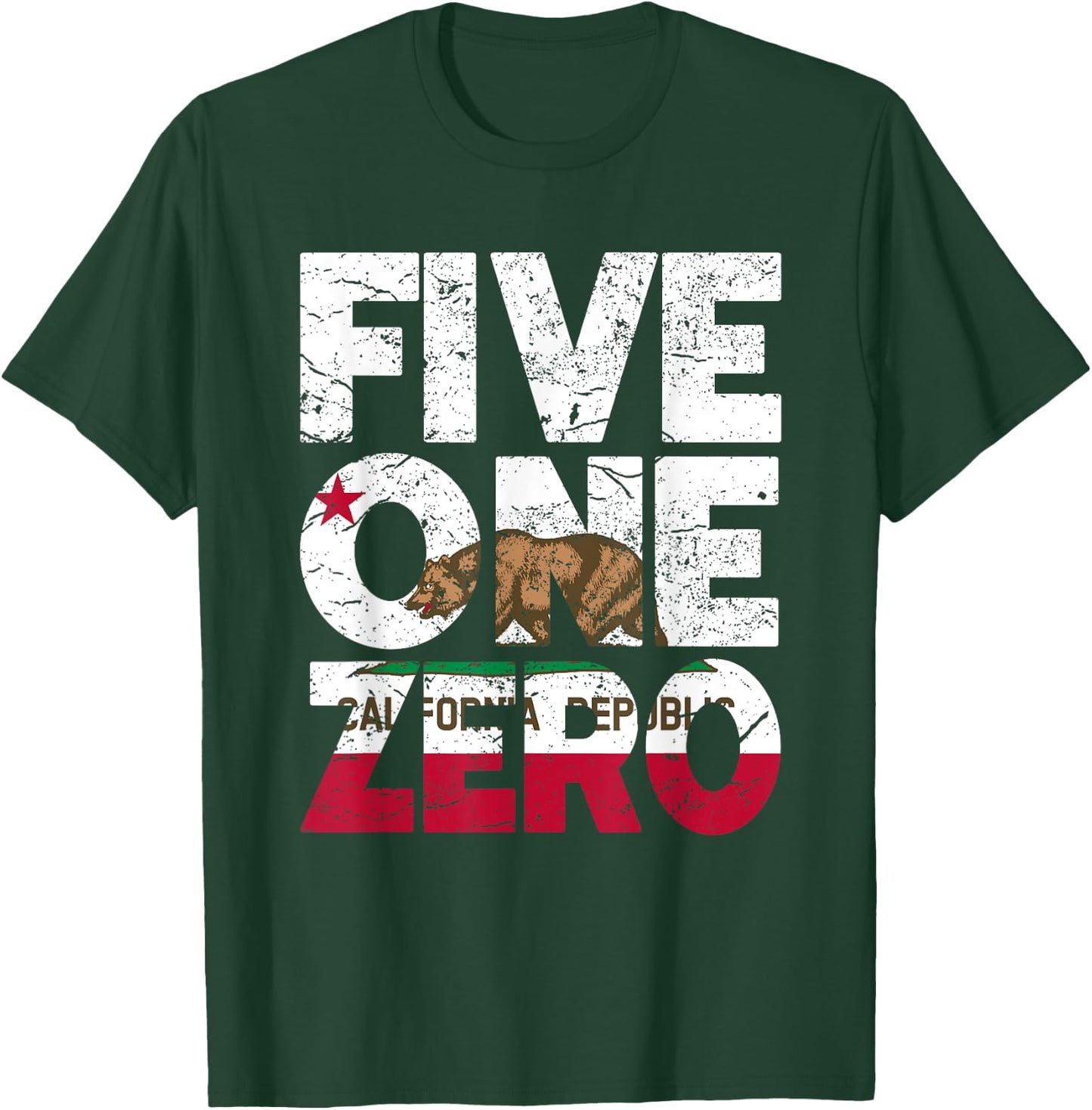 California Republic Flag - Area Code 510 T-Shirt - T-Shirt | Forest