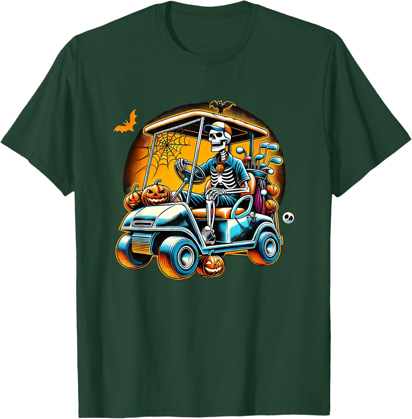 Halloween Skeleton Golf Cart Golfer T-Shirt - T-Shirt | Forest