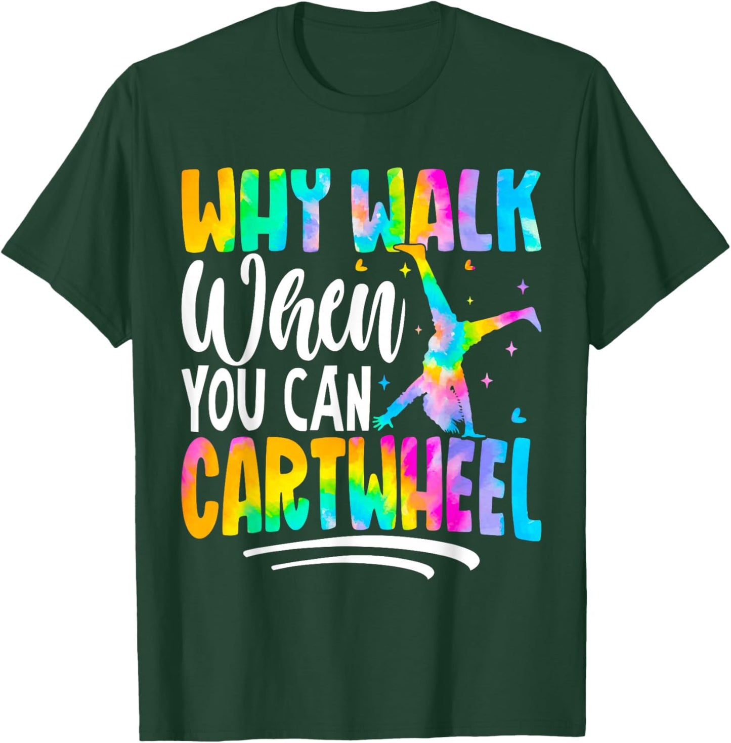 Cartwheel Gymnast Girl Tie Dye Gymnastic Girl Tumbling T-Shirt - T-Shirt | Forest