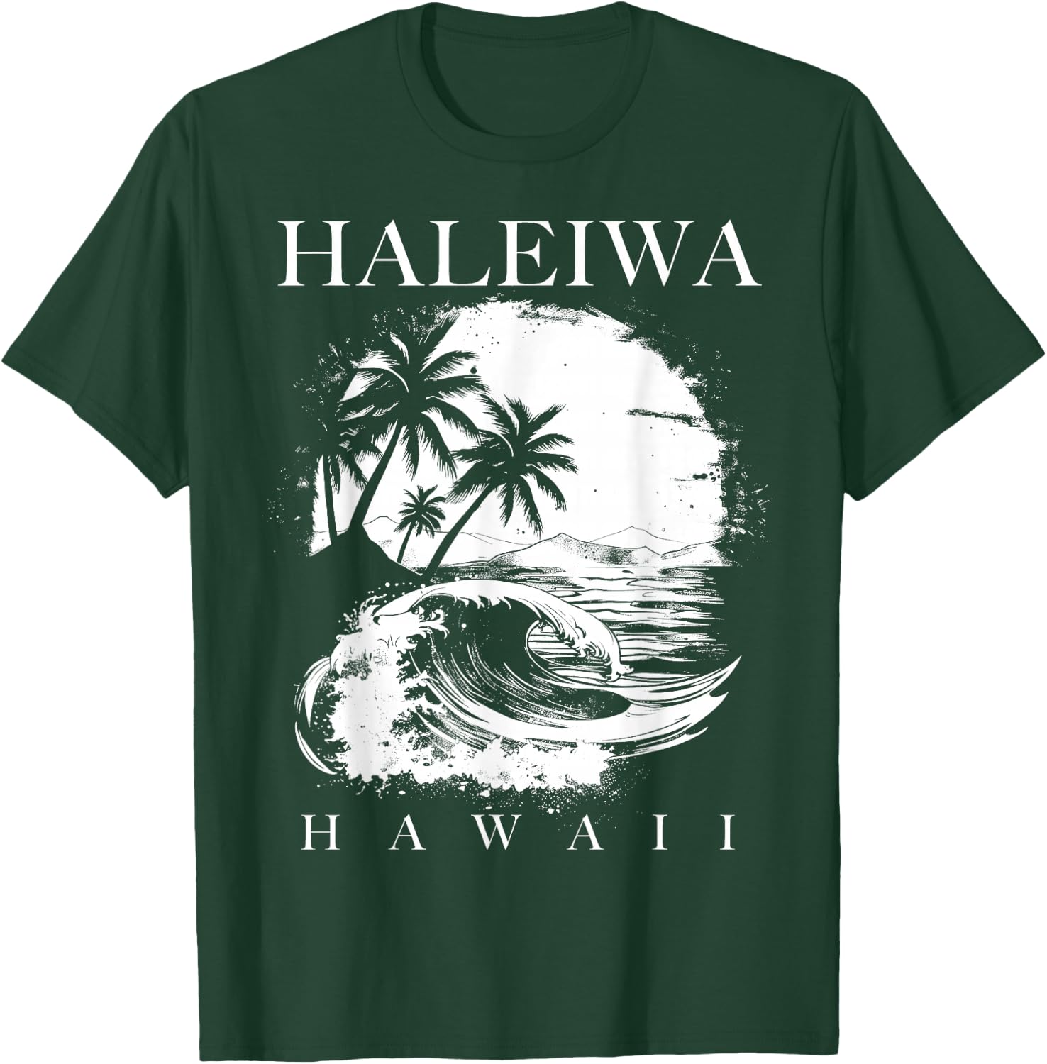Haleiwa Hawaii Aloha Hawaiian Surfer Vintage Style T-Shirt - T-Shirt | Forest