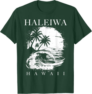 Haleiwa Hawaii Aloha Hawaiian Surfer Vintage Style T-Shirt - T-Shirt | Forest