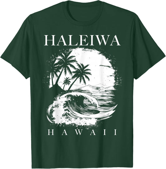 Haleiwa Hawaii Aloha Hawaiian Surfer Vintage Style T-Shirt - T-Shirt | Forest