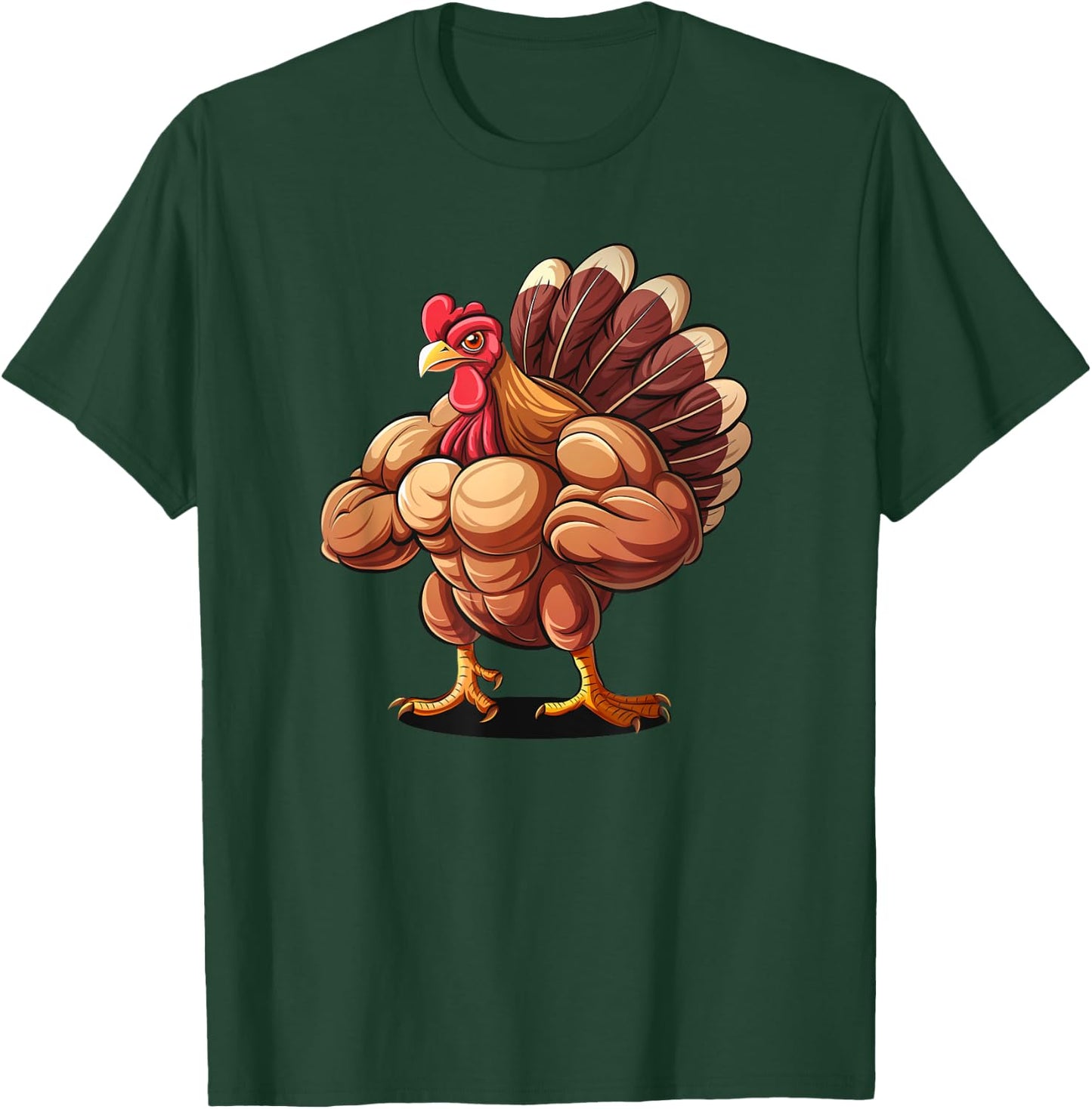 Thanksgiving Muscle Turkey Funny Leg Day Gym Body Builder T-Shirt - T-Shirt | Forest