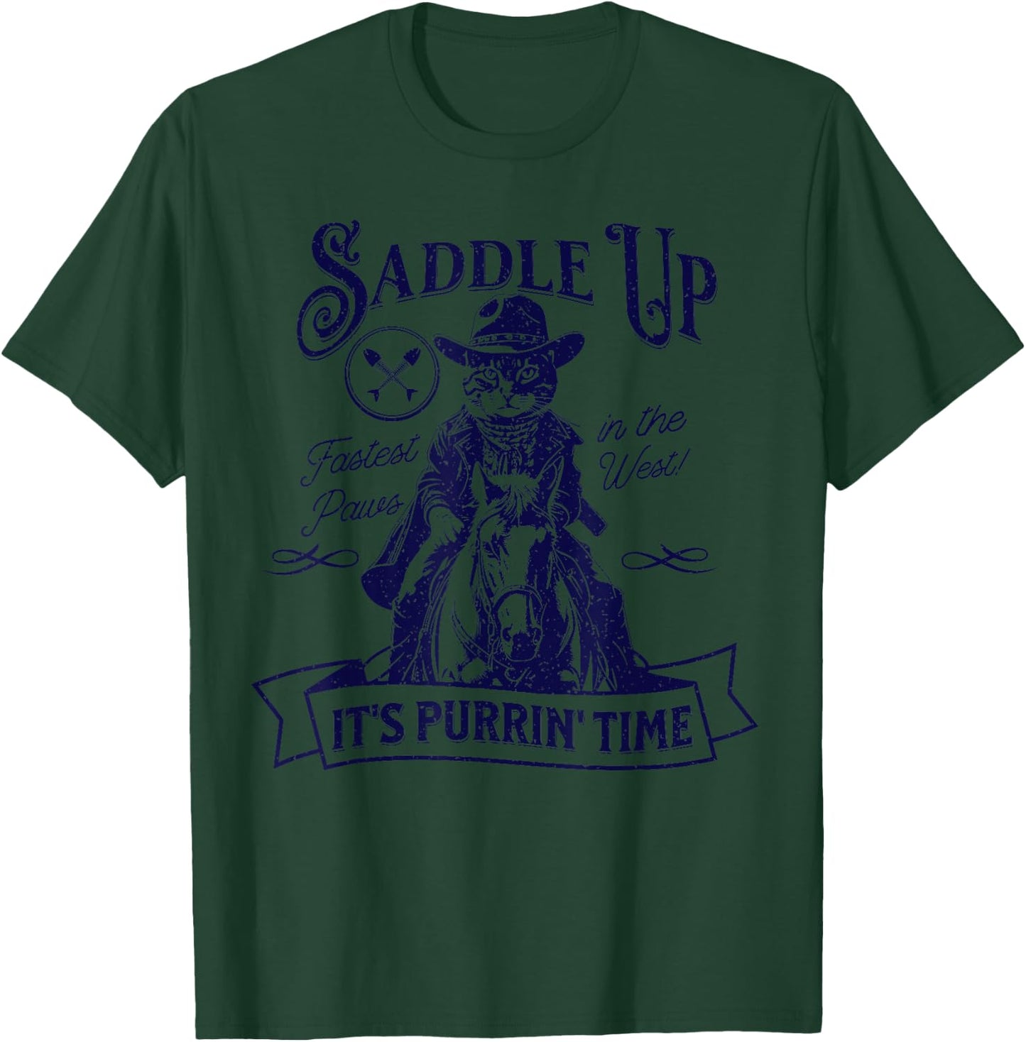 Cat Cowboy Retro Vintage T-Shirt - T-Shirt | Forest