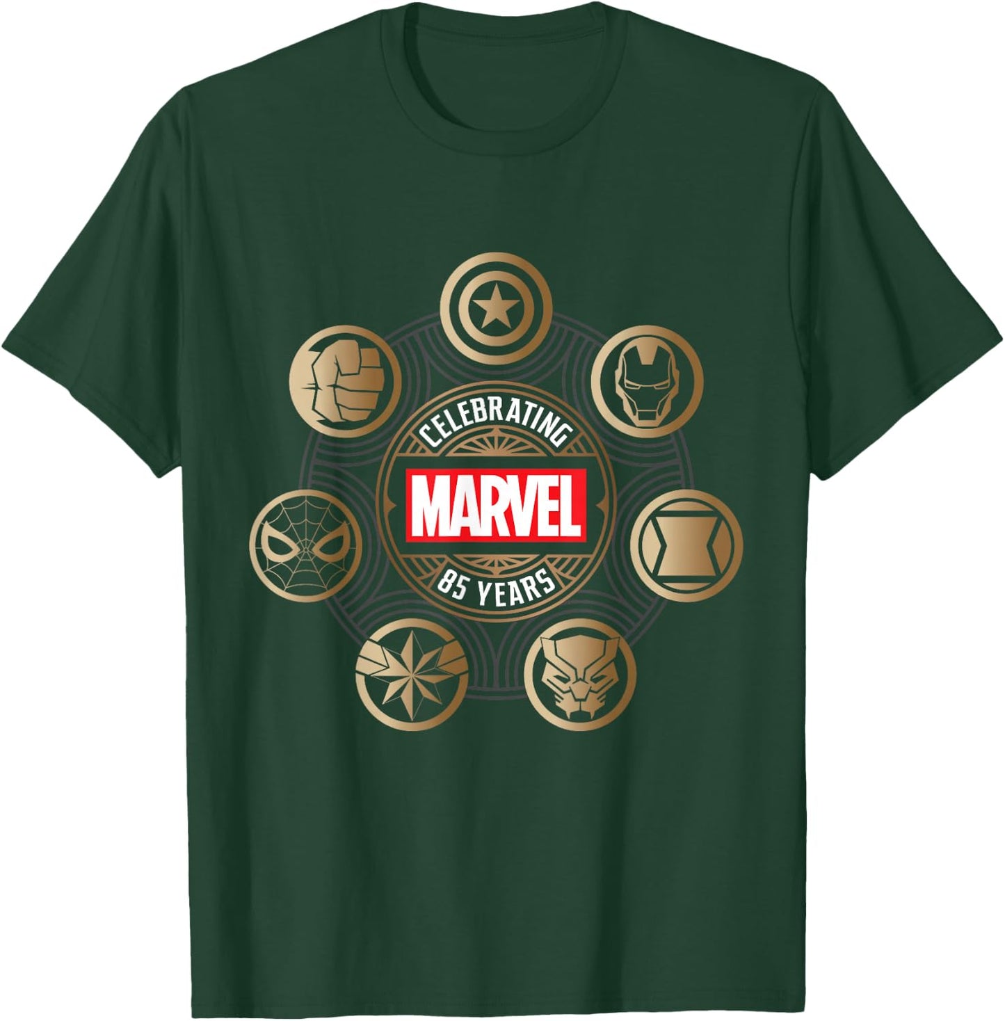 Marvel 85th Anniversary Hero Icons Celebrating 85 Years T-Shirt - T-Shirt | Forest