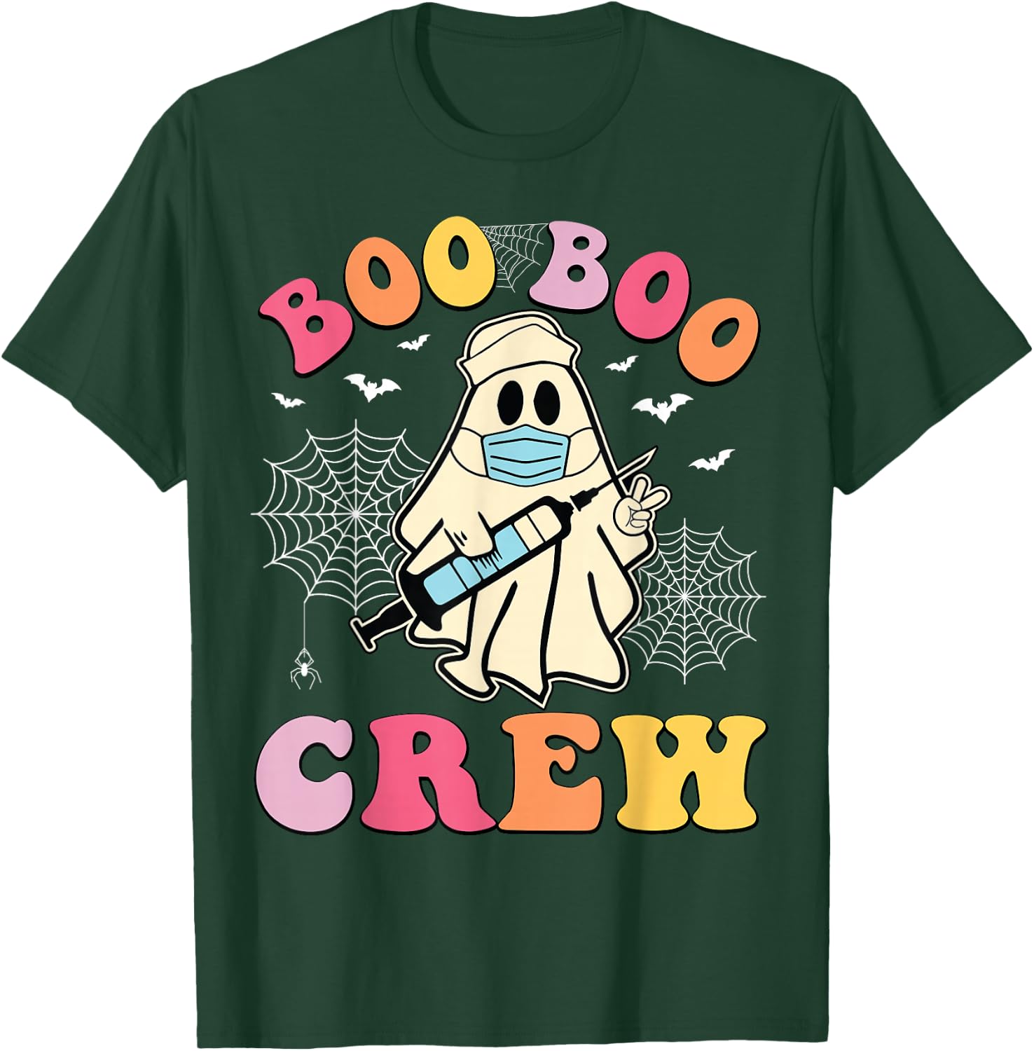 Groovy Boo Crew Nurse Funny Ghost Women Halloween Nurse T-Shirt - T-Shirt | Forest