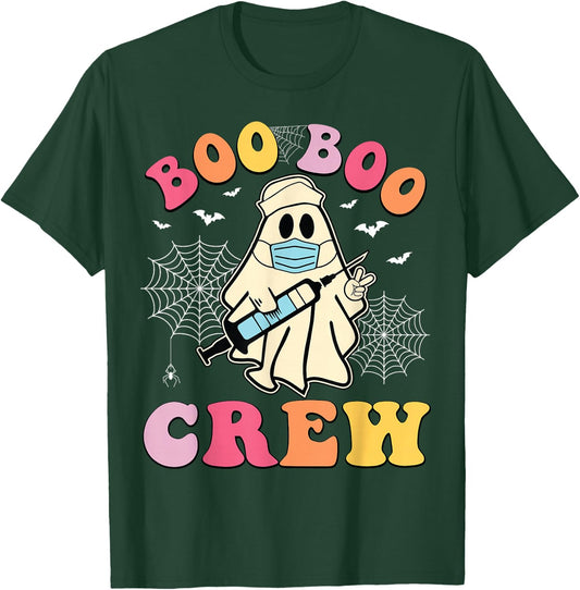 Groovy Boo Crew Nurse Funny Ghost Women Halloween Nurse T-Shirt - T-Shirt | Forest