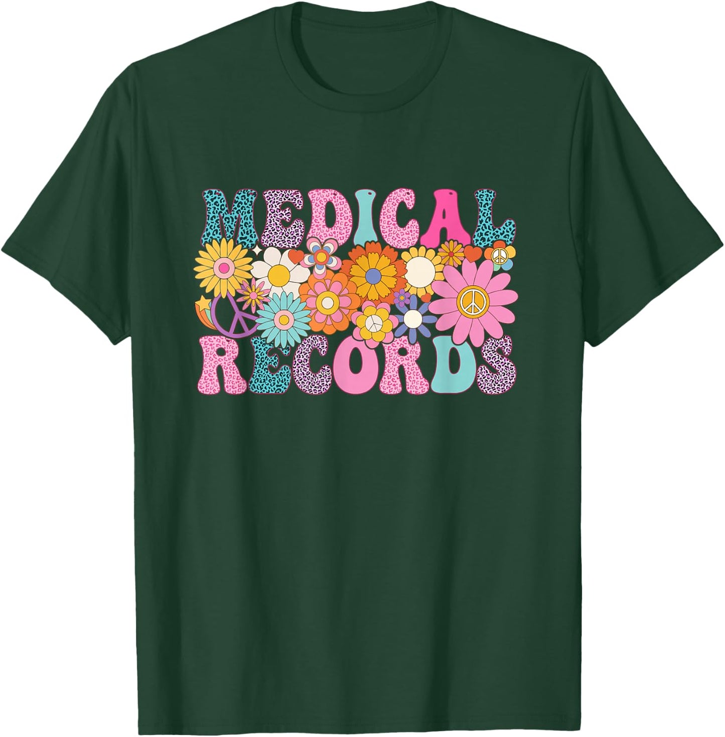 Medical Records Week Groovy Leopard Appreciation Day Women T-Shirt - T-Shirt | Forest