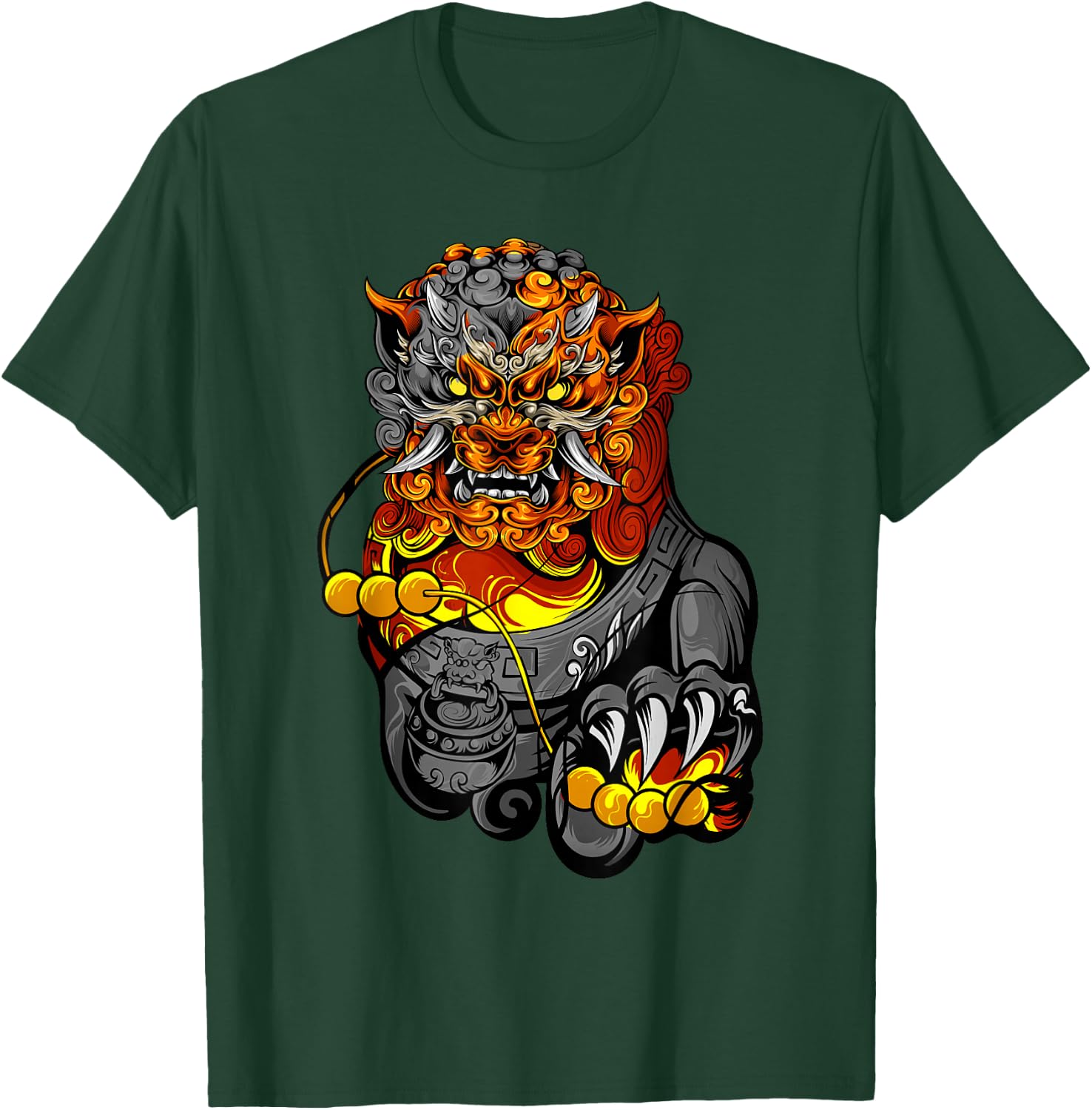 Lion Door Guardian Statue Fu Dog or Foo Dog T-Shirt - T-Shirt | Forest