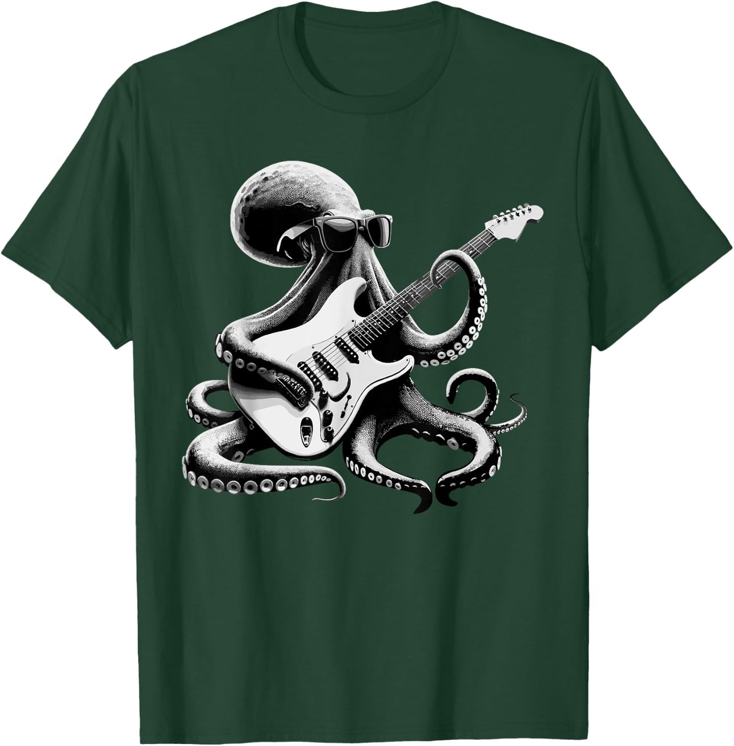 Guitar Octopus Novelty Rock Music Band Concert Funny Guitar T-Shirt - T-Shirt | Forest