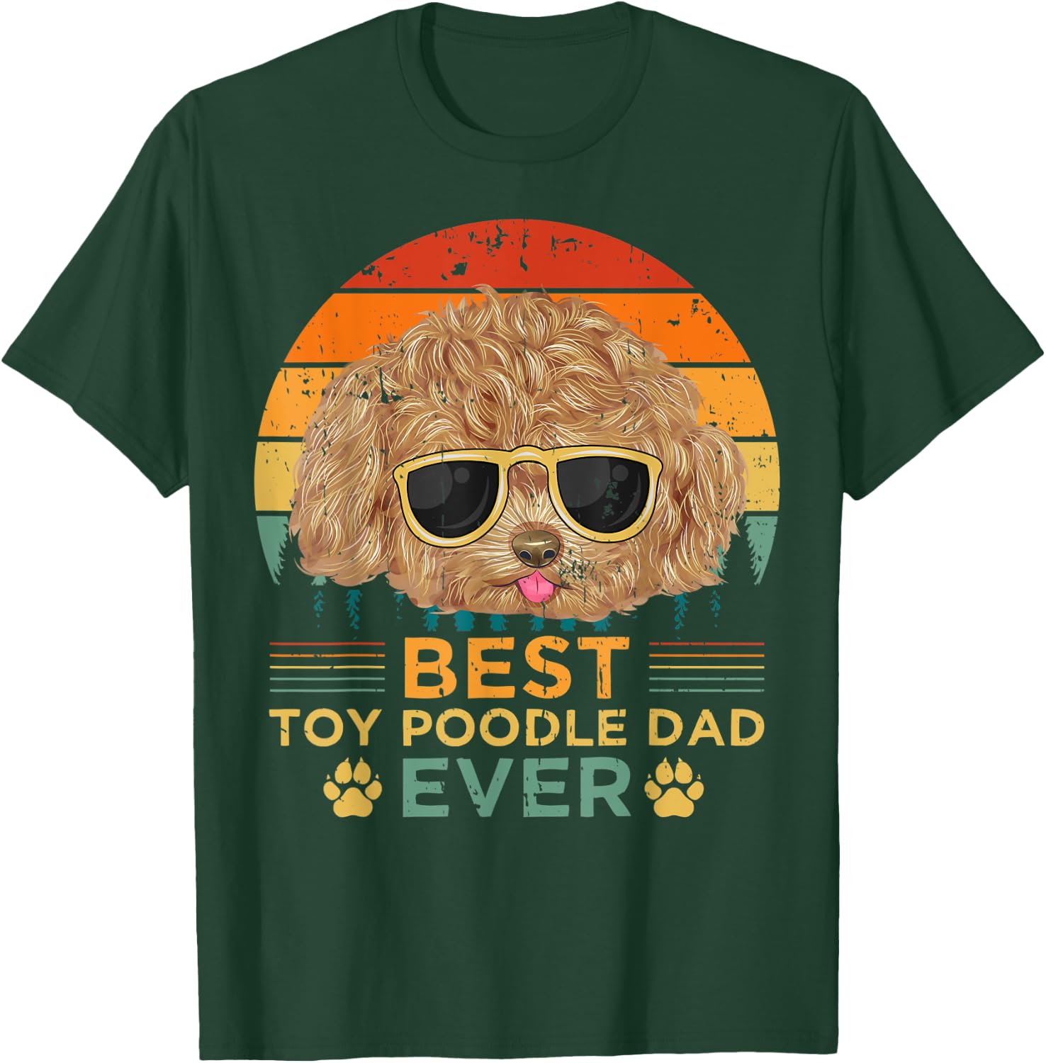 Retro Vintage Sunset Best Toy Poodle Dad Father's Day T-Shirt - T-Shirt | Forest