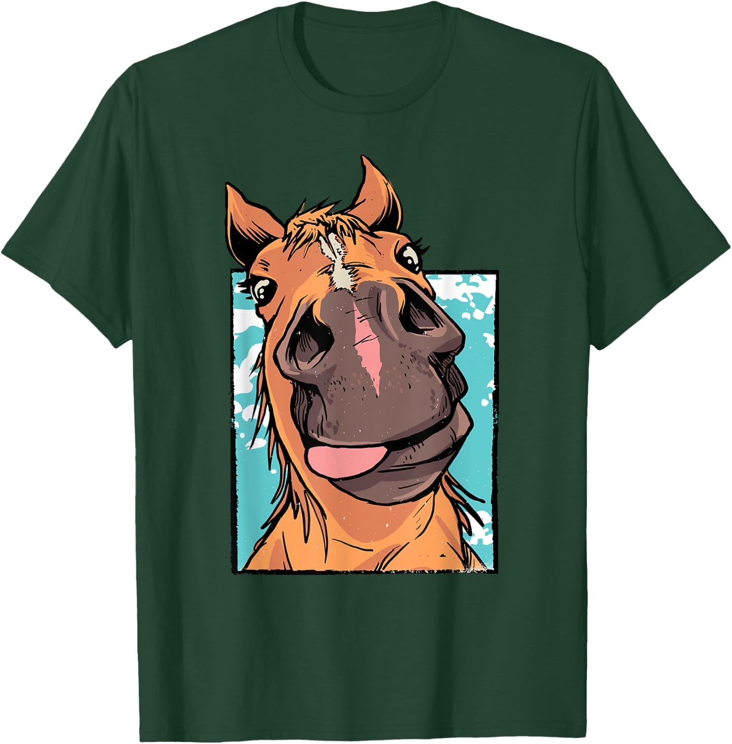 Goofy Horse Sticking Tongue Out Funny Farm Animal Horse Gift T-Shirt - T-Shirt | Forest