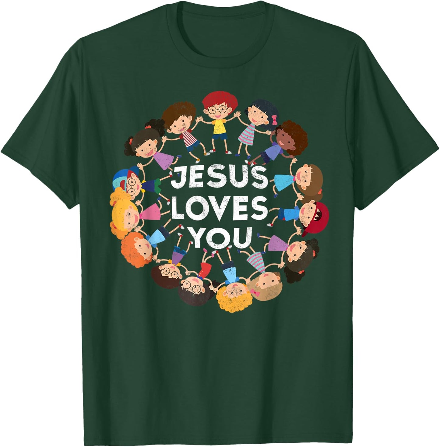 Jesus Loves You Christian Kids Jesus Christ Bible Lover T-Shirt - T-Shirt | Forest