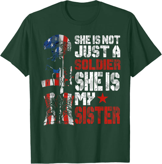 Soldier Sister Proud Army Brother Military Family US T-Shirt - T-Shirt | Forest