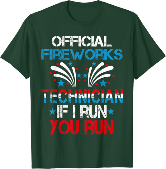 Official Fireworks Technician 4th Of July Pyro-technician Women Men T-Shirt - T-Shirt | Forest
