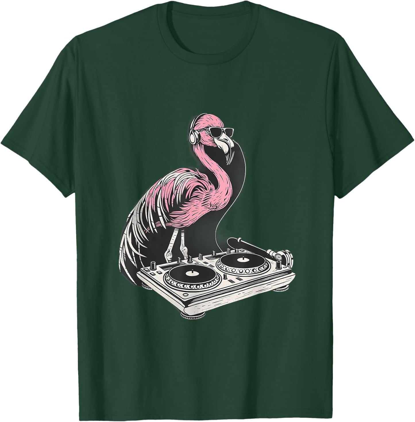 DJ Flamingo Bird Turntable DJ Flamingo Dance Music Techno T-Shirt - T-Shirt | Forest