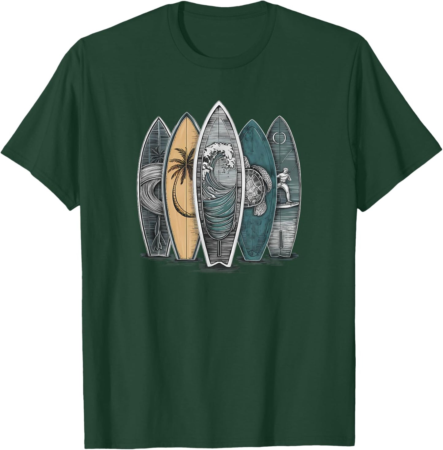 Surfing Tropical Surfboards Vintage Surfboarder Surfer T-Shirt - T-Shirt | Forest