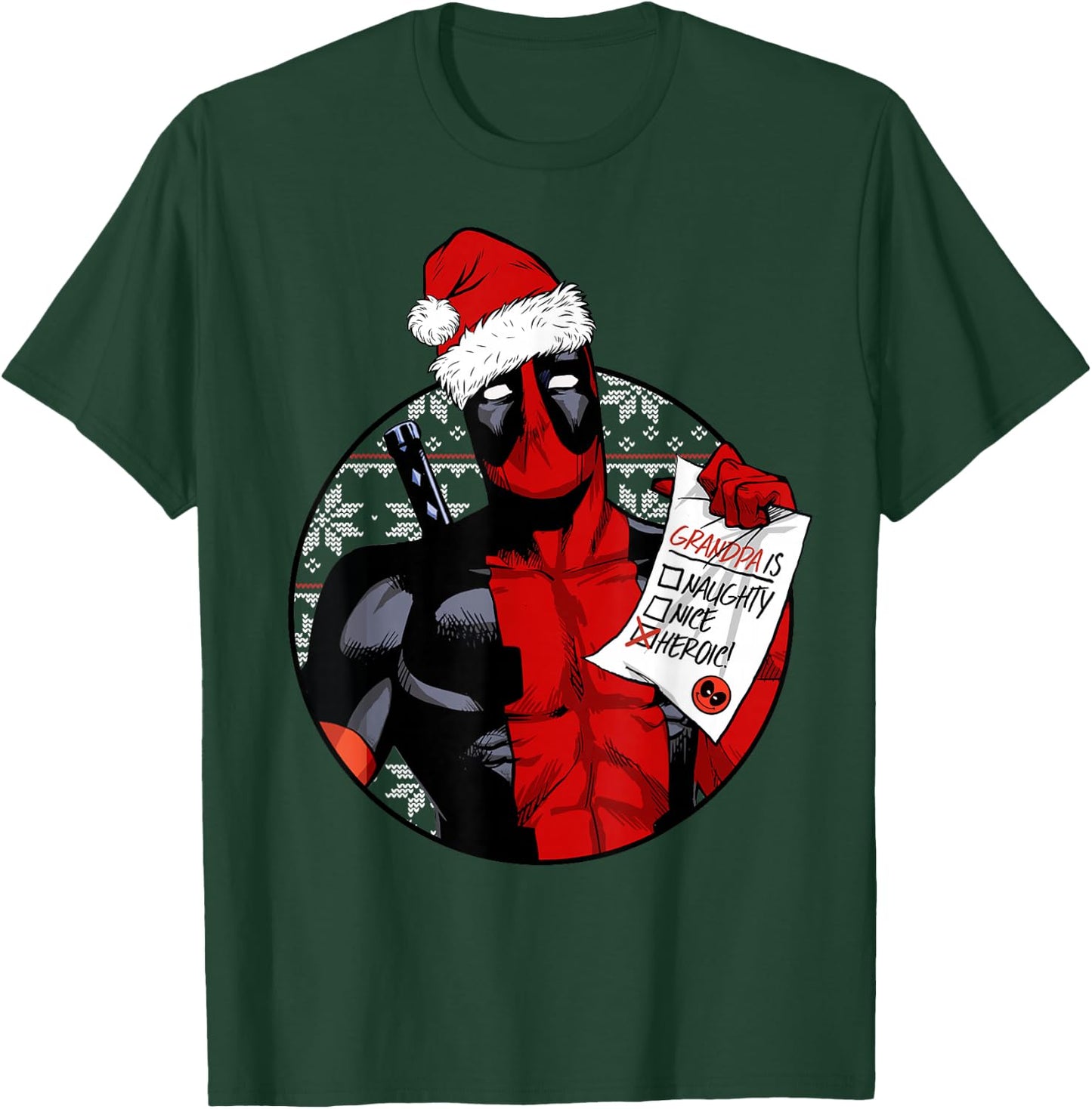 Marvel Deadpool List Grandpa Is Heroic Christmas T-Shirt - T-Shirt | Forest