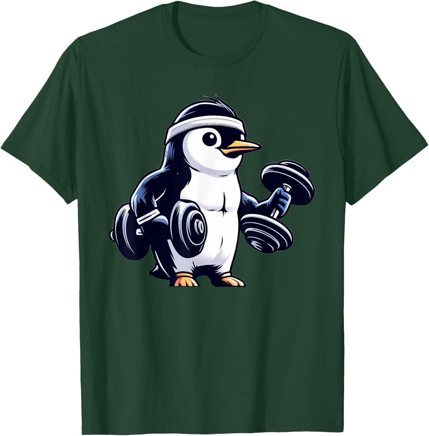 Penguin Powerlifting Weightlifting Gym Workout T-Shirt - T-Shirt | Forest