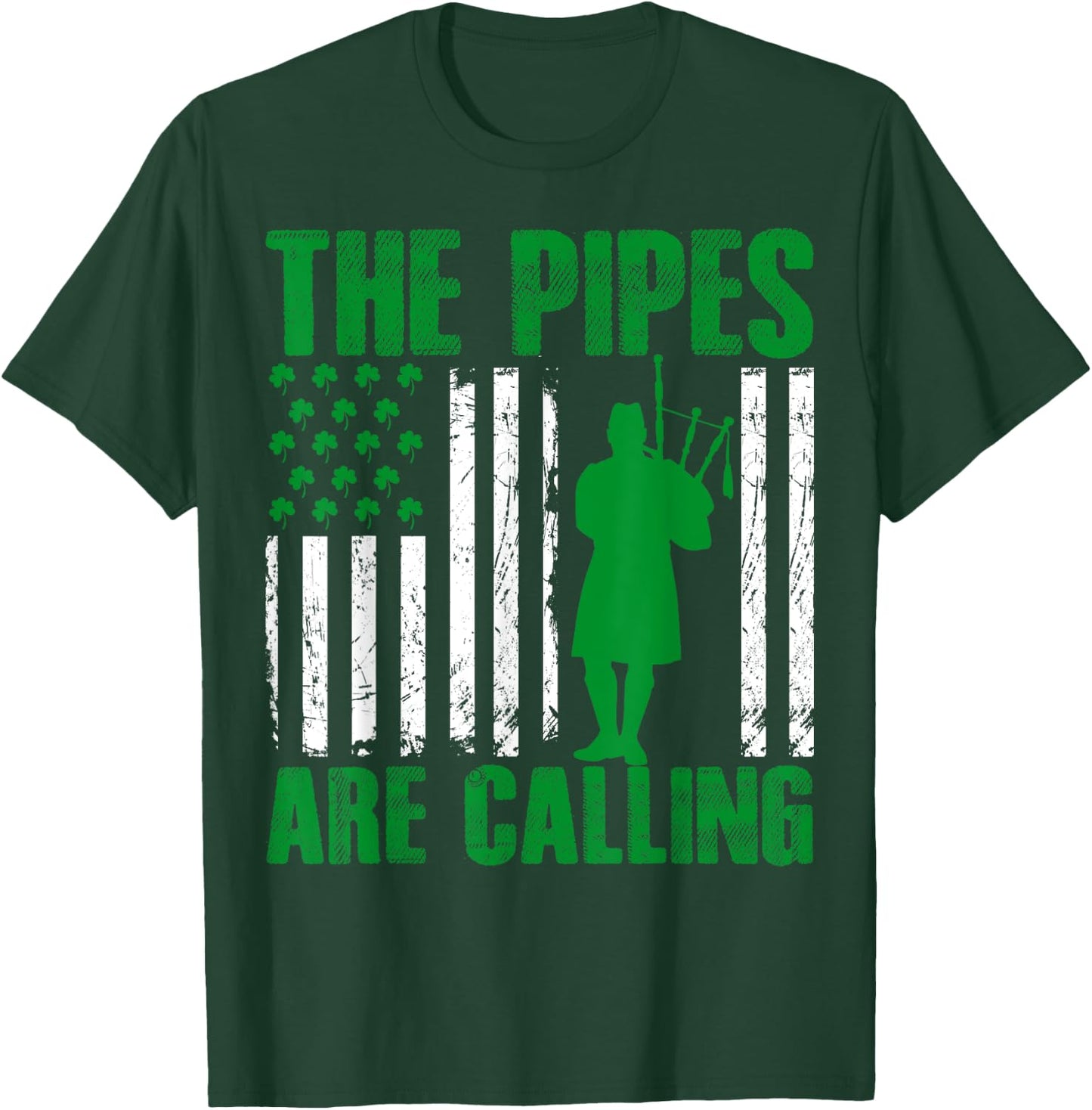 Irish Bagpiper American Pride Musical Bagpipe Gifts Novelty Kids Men T-Shirt - T-Shirt | Forest