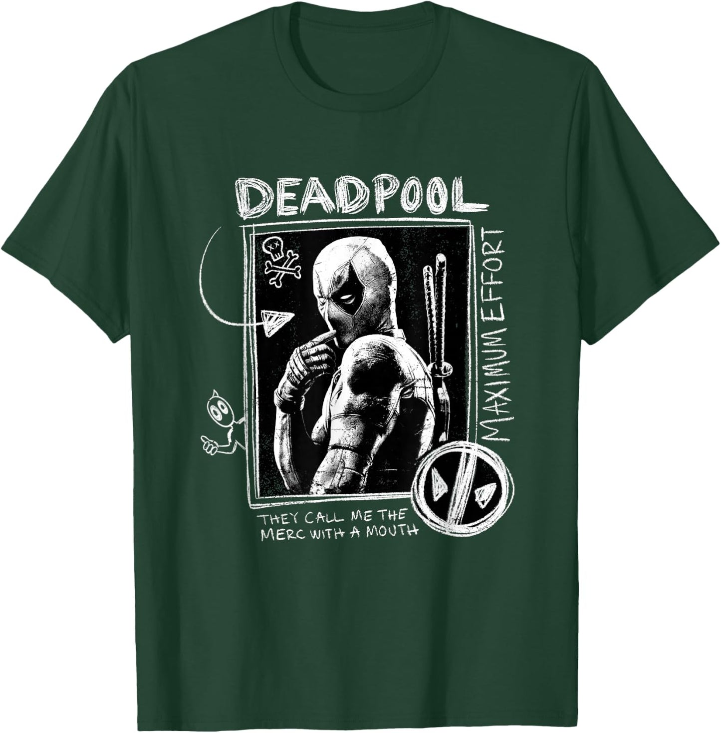 Marvel Deadpool & Wolverine Maximum Effort Doodle Portrait T-Shirt - T-Shirt | Forest