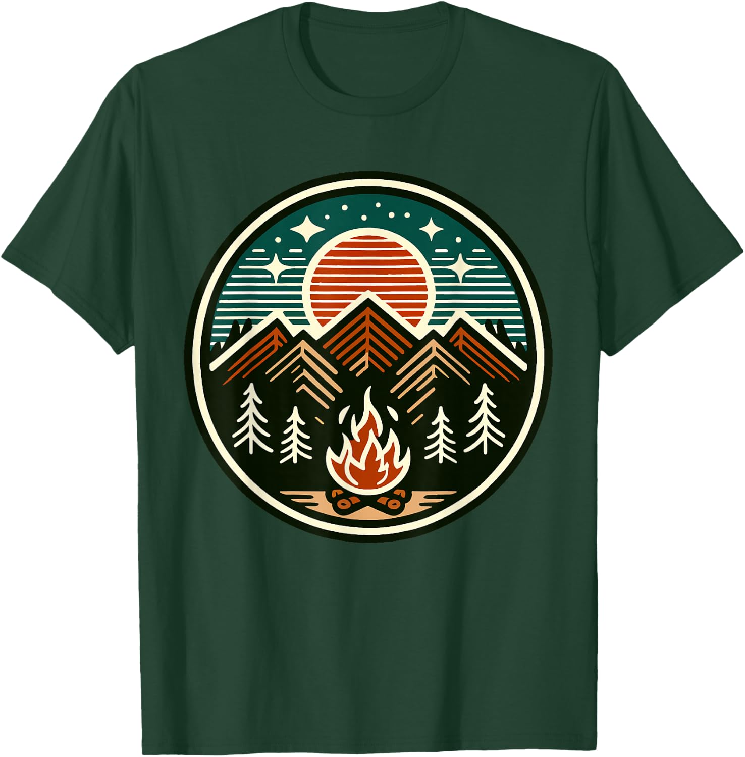 Retro Vintage Campfire Camping Camper Outdoor Camp Men Women T-Shirt - T-Shirt | Forest
