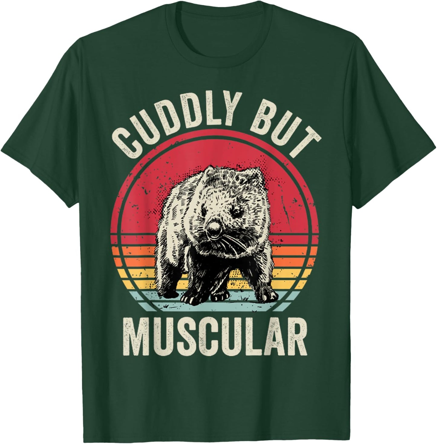 Wombat Retro Cuddly But Muscular Funny Wombat T-Shirt - T-Shirt | Forest