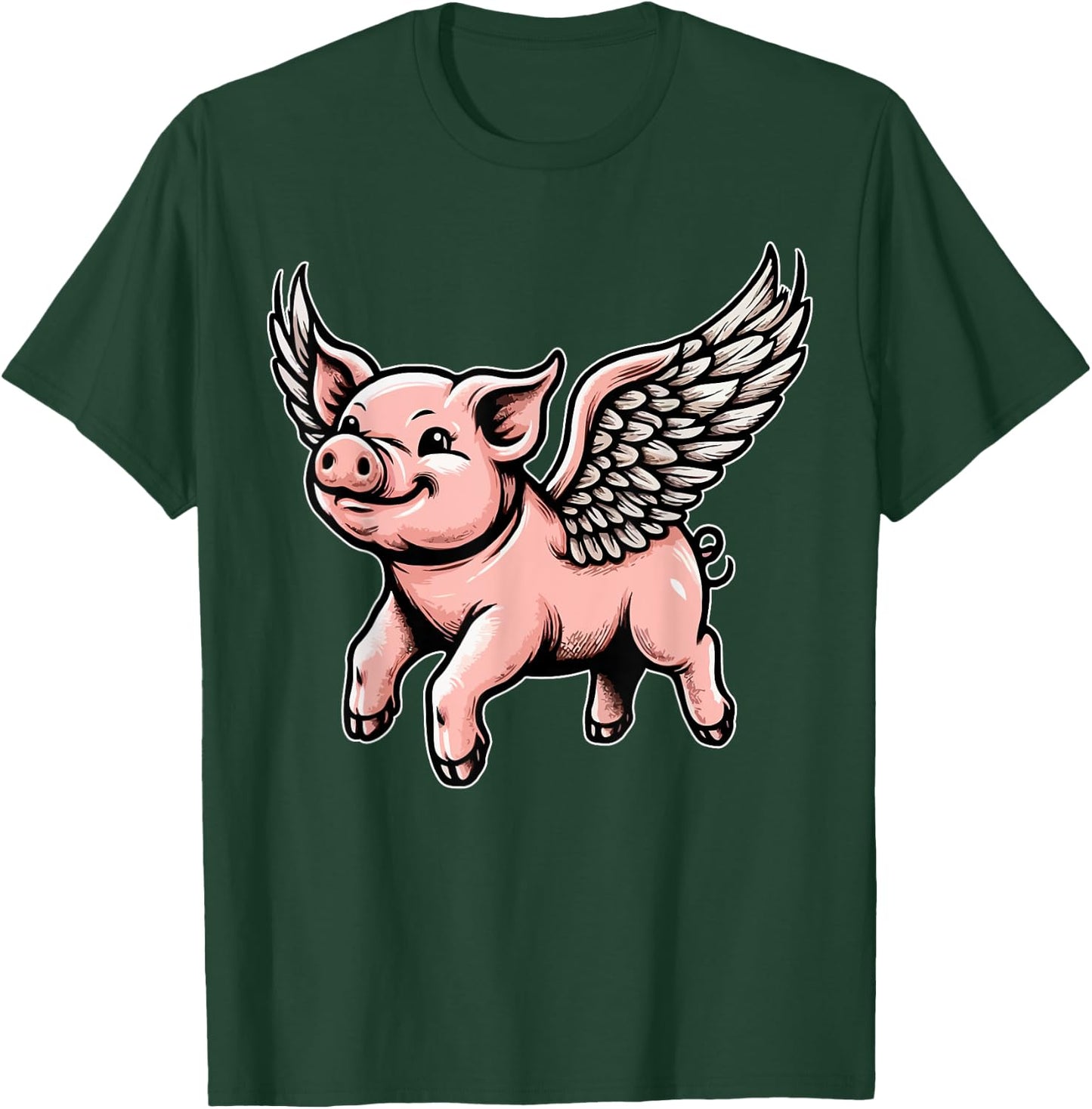Flying Pig with Wings Dreamers Delight Pig Lovers Funny T-Shirt - T-Shirt | Forest
