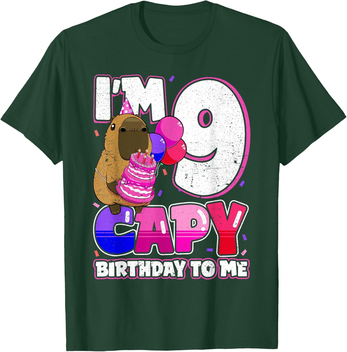 9 Years Capy Birthday to me Girls 9th Birthday Capybara T-Shirt - T-Shirt | Forest