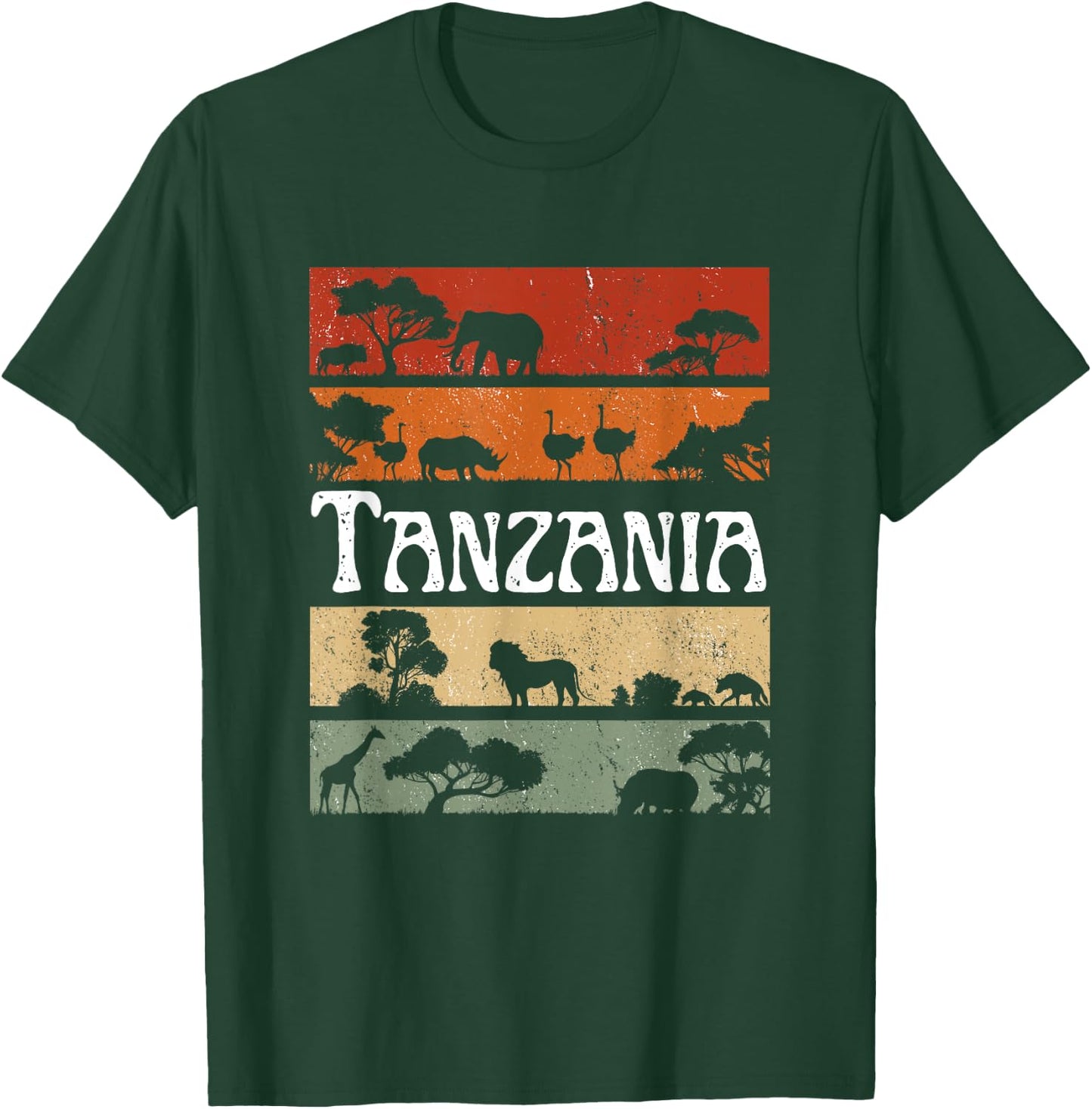 Retro Africa Tanzania Safari Travel Tanzania Tour T-Shirt - T-Shirt | Forest