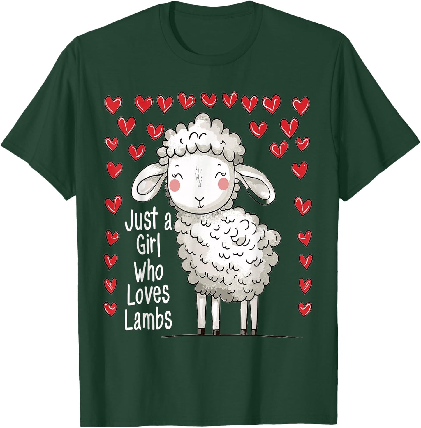 Cute Lamb Lovers Gift Girls Just A Girl Who Loves Lambs T-Shirt - T-Shirt | Forest