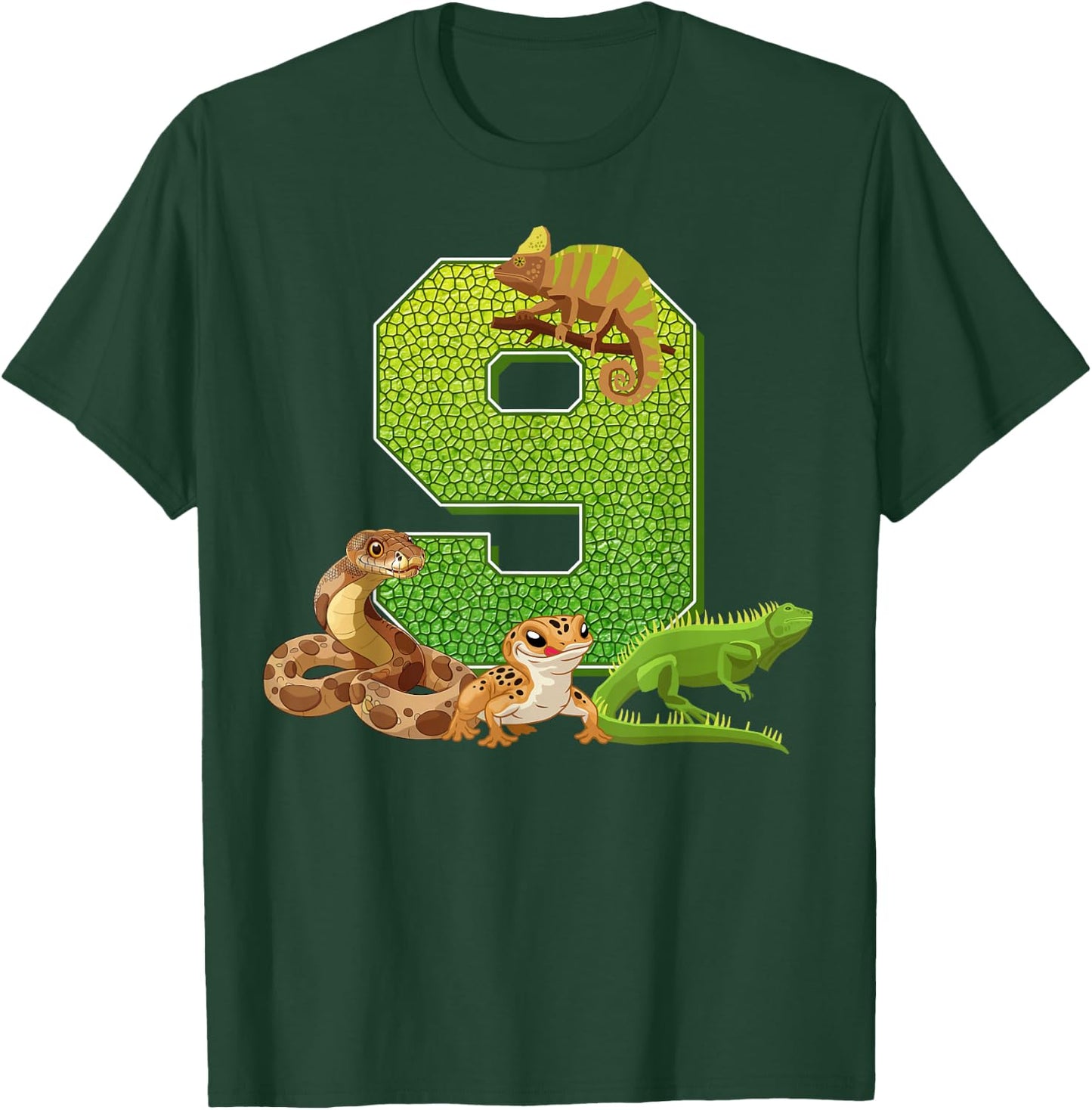 9 Bday Party 9 Years Old Reptile Animals T-Shirt - T-Shirt | Forest