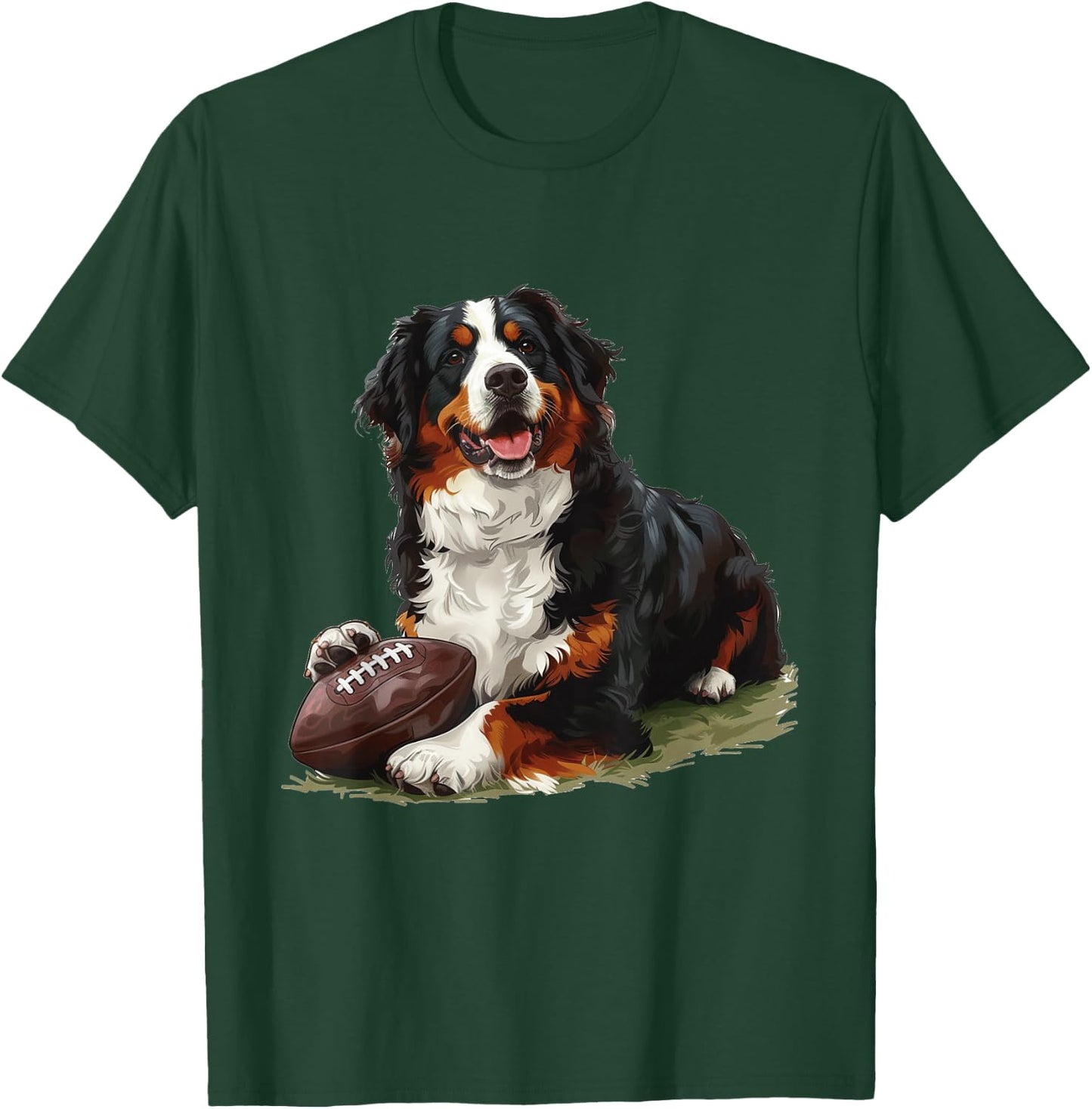Bernese Mountain Dog Football Sports Team Animal T-Shirt - T-Shirt | Forest