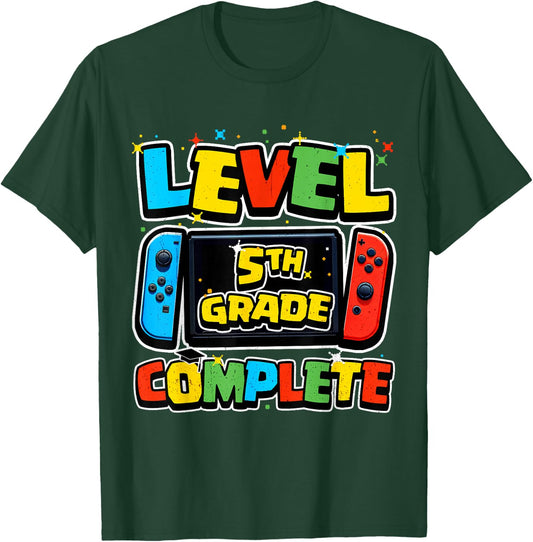 Level 5th Grade Complete Gamer Boys Girls Kids Class of 2026 T-Shirt - T-Shirt | Forest