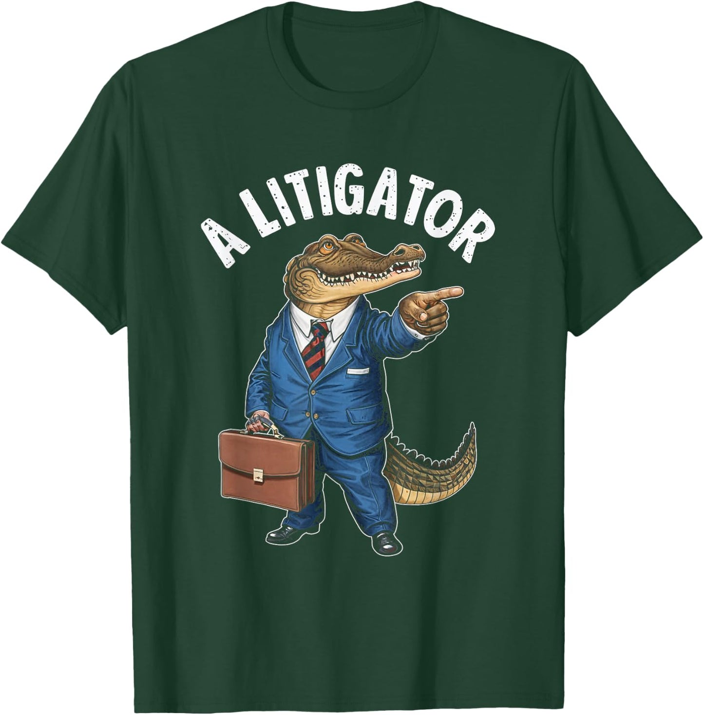 Lawyer Attorney Legal Humor Alligator Litigator - Adults - Black - Small - Short Sleeve - - Humor T-Shirt - T-Shirt | Forest