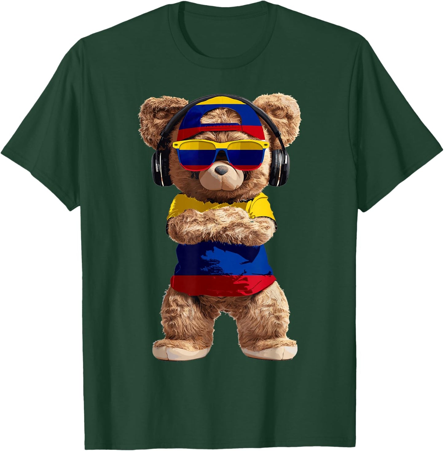 Colombia Flag Souvenirs Bear Outfit Products Colombian T-Shirt - T-Shirt | Forest