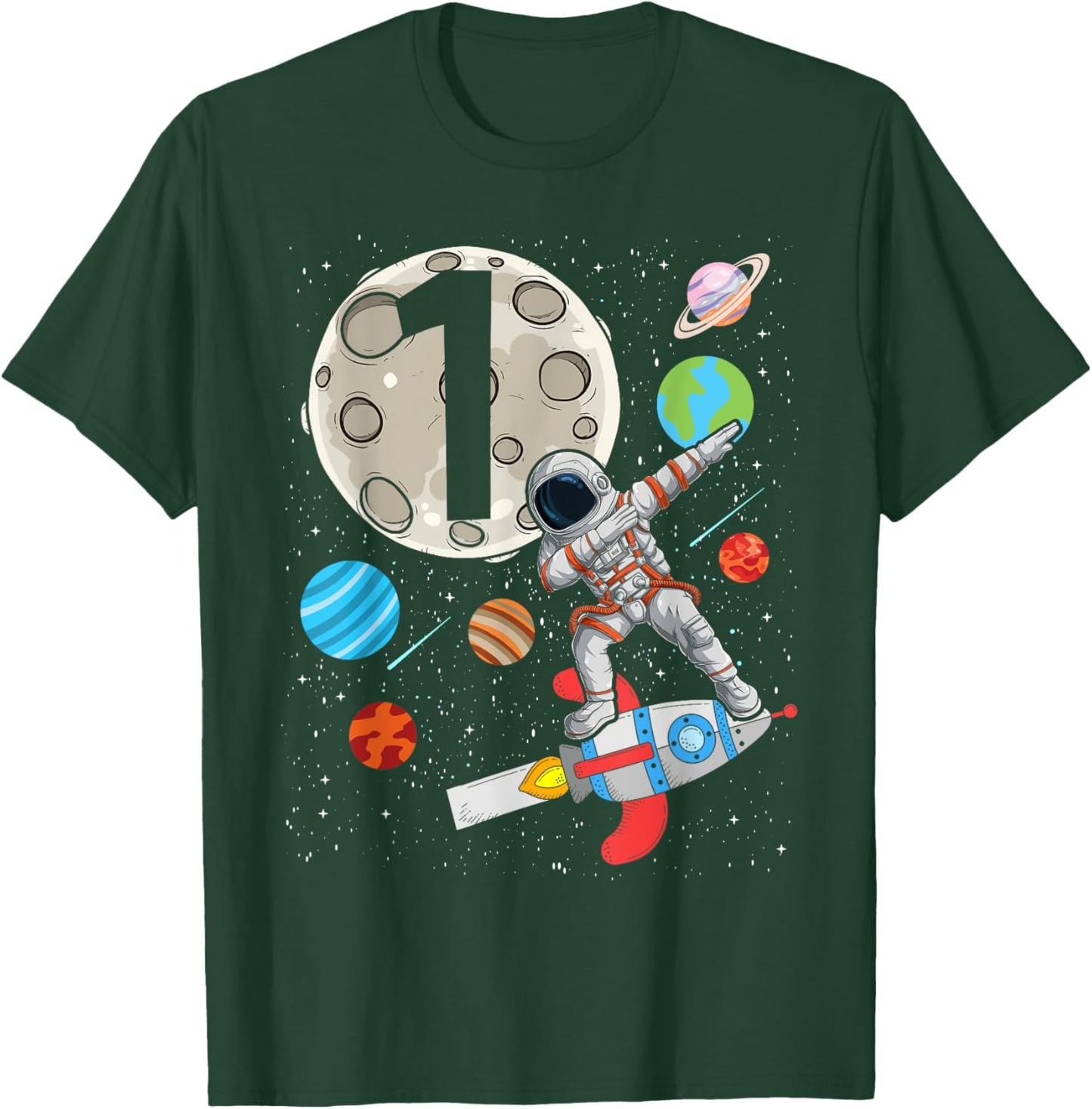 1 Years Old Birthday Boy Astronaut 1st Birthday T-Shirt - T-Shirt | Forest