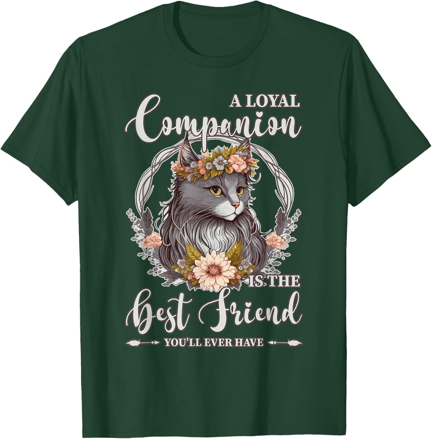 Cute Flower Crown Cat Pet Lover Quotes Fur Parent Men Women Kids T-Shirt - T-Shirt | Forest