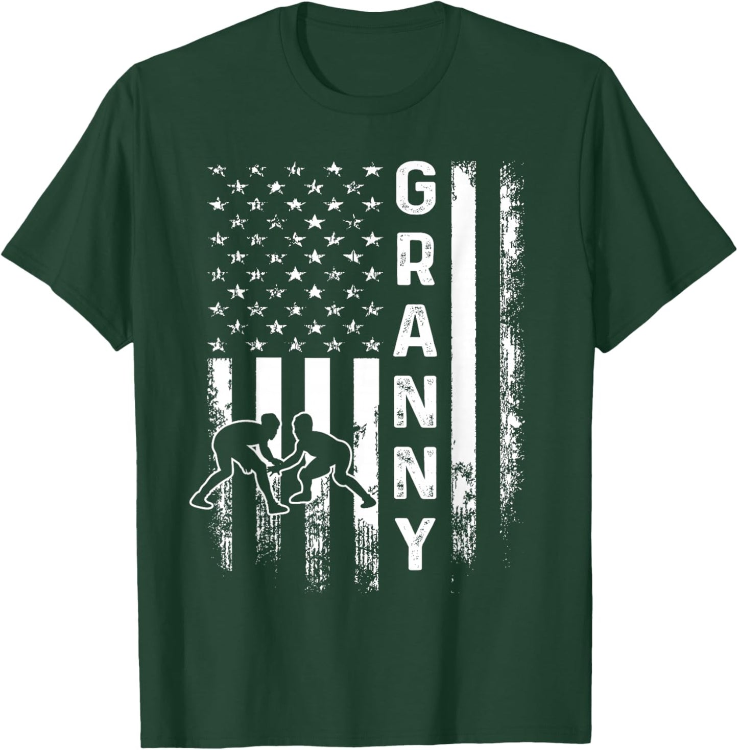 Wrestling Granny America Flag Vintage Christmas Xmas T-Shirt - T-Shirt | Forest