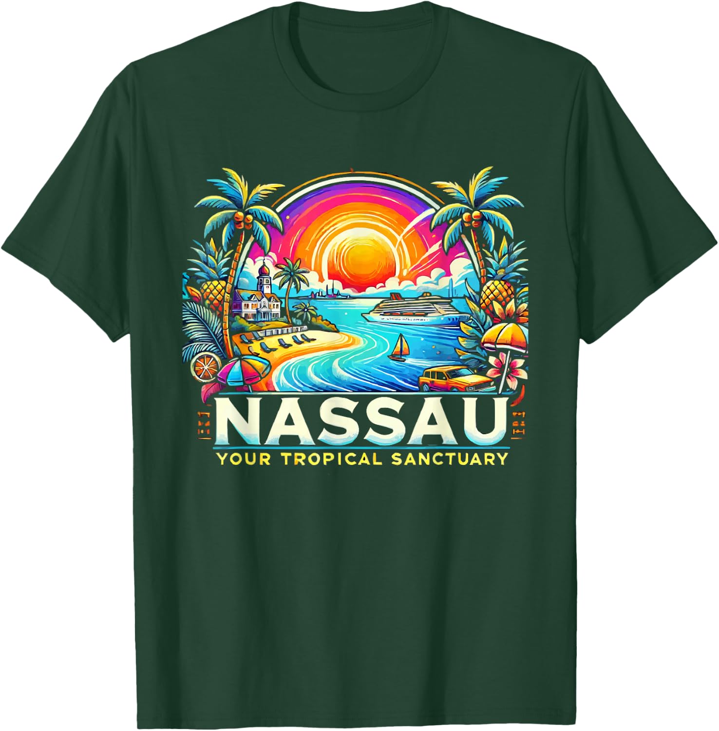 Nassau Bahamas Travel Vacation Beach I Love Nassau T-Shirt - T-Shirt | Forest