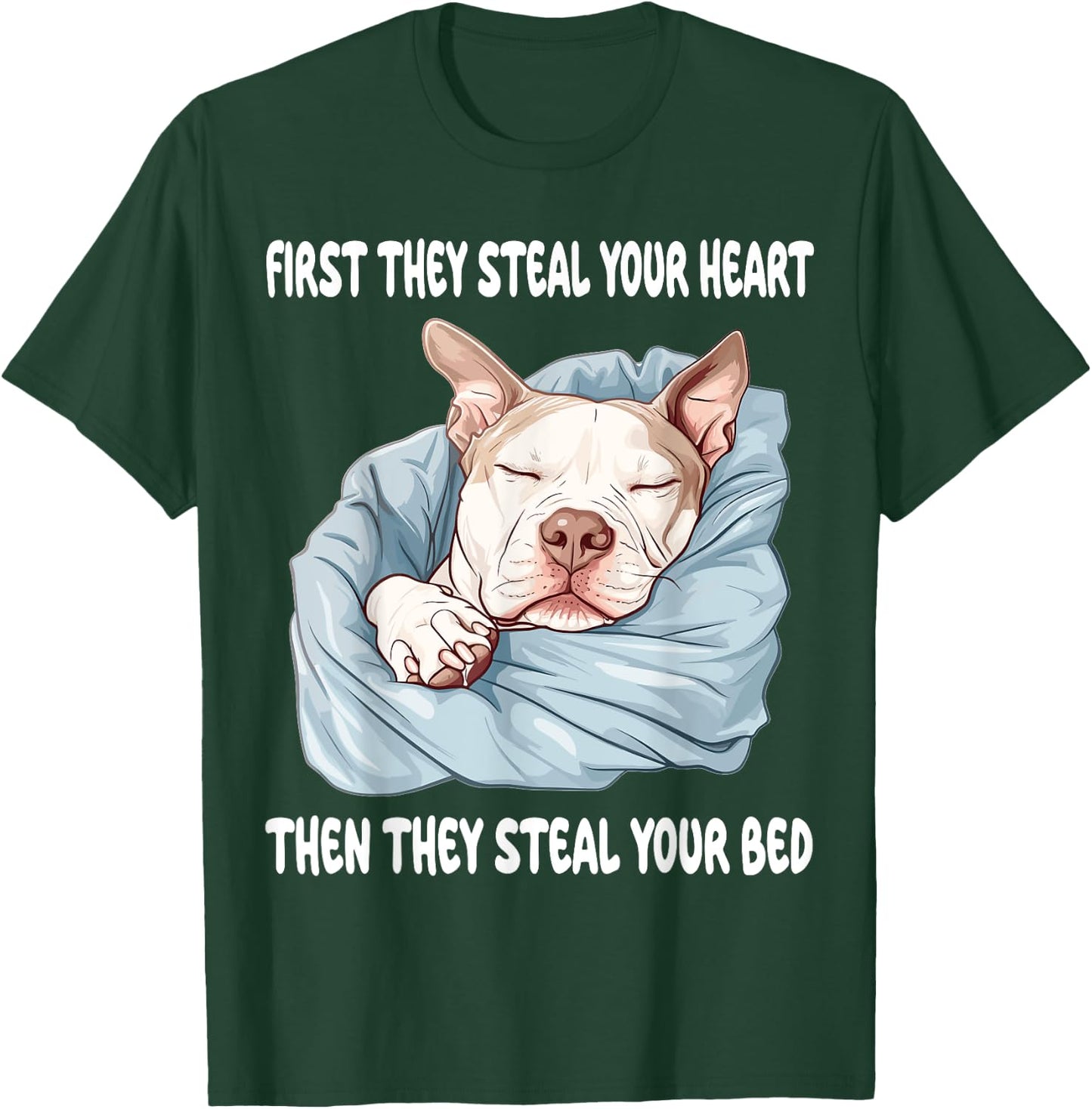 Pitbull Sleeping Pajamas Nightgown T-Shirt - T-Shirt | Forest