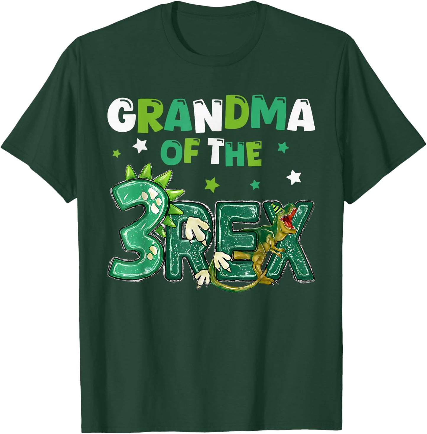 Grandma of the Three Rex Birthday Dinosaur Family Matching T-Shirt - T-Shirt | Forest