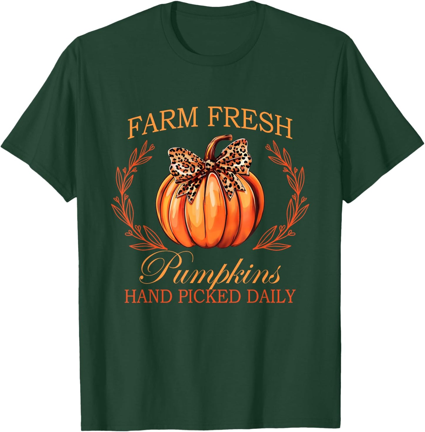 Farm Fresh Pumpkin Patch Coquette Bow Autumn Halloween Funny T-Shirt - T-Shirt | Forest