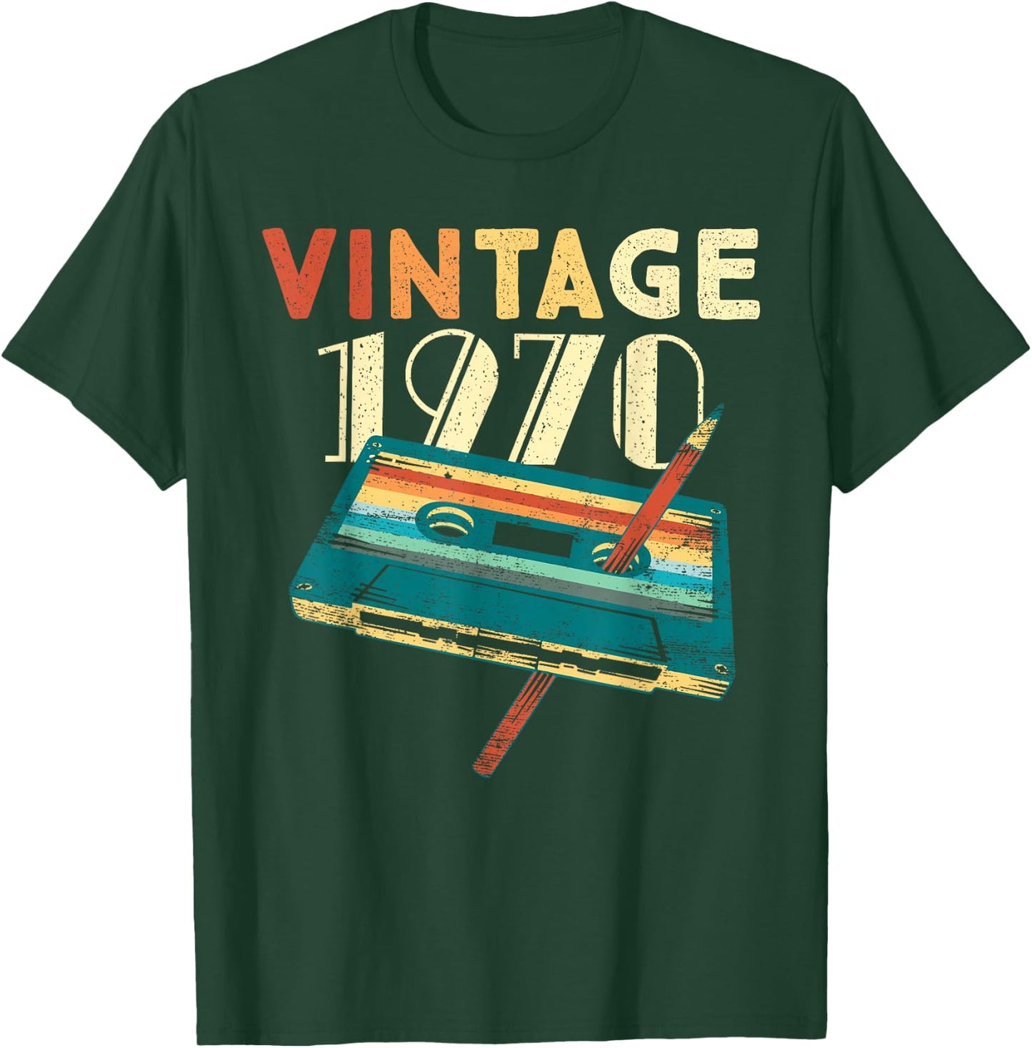 55 Years Old Gifts Vintage 1970 Music Cassette 55th Birthday T-Shirt - T-Shirt | Forest