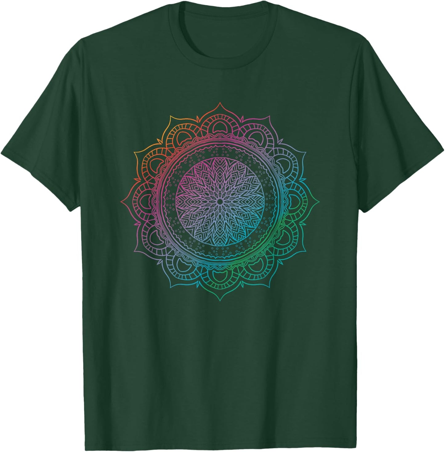 Sacred Geometry Boho Spiritual Yoga Flow Prana Art Mandala T-Shirt - T-Shirt | Forest
