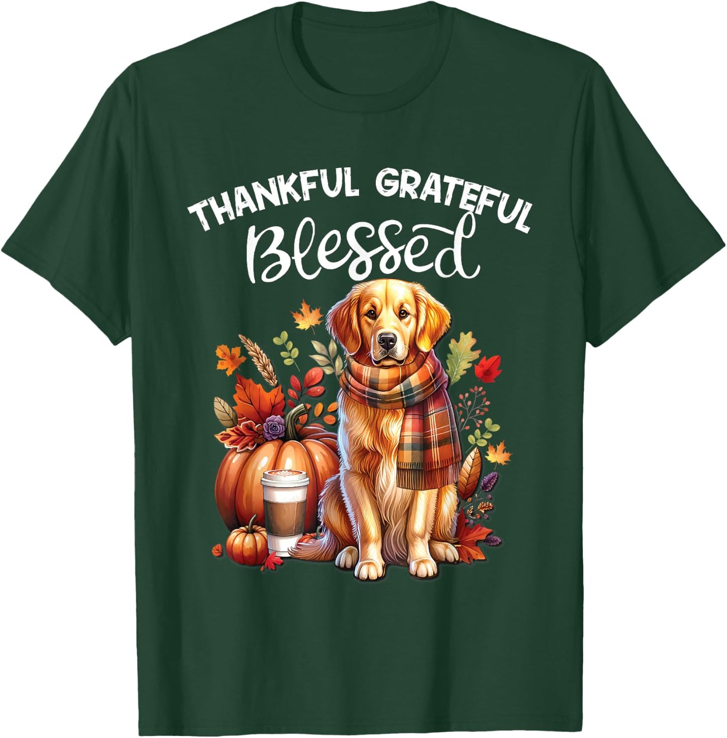 Golden Retriever Dog pumpkin spice Happy Fall Yall autumn T-Shirt - T-Shirt | Forest